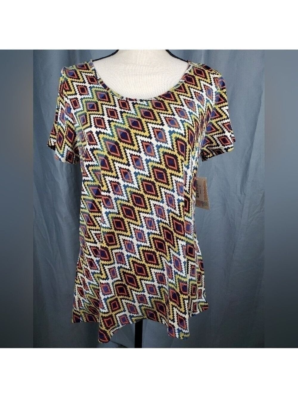 Lularoe Classic T Orange Yellow Blue White Diamonds Size Medium